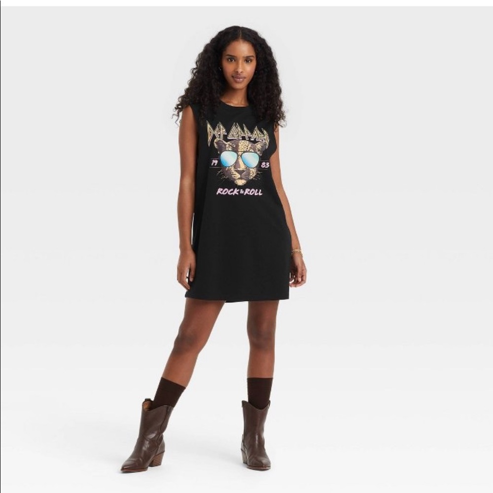 Women's Def Leppard Graphic Tank Dress - Black - Large